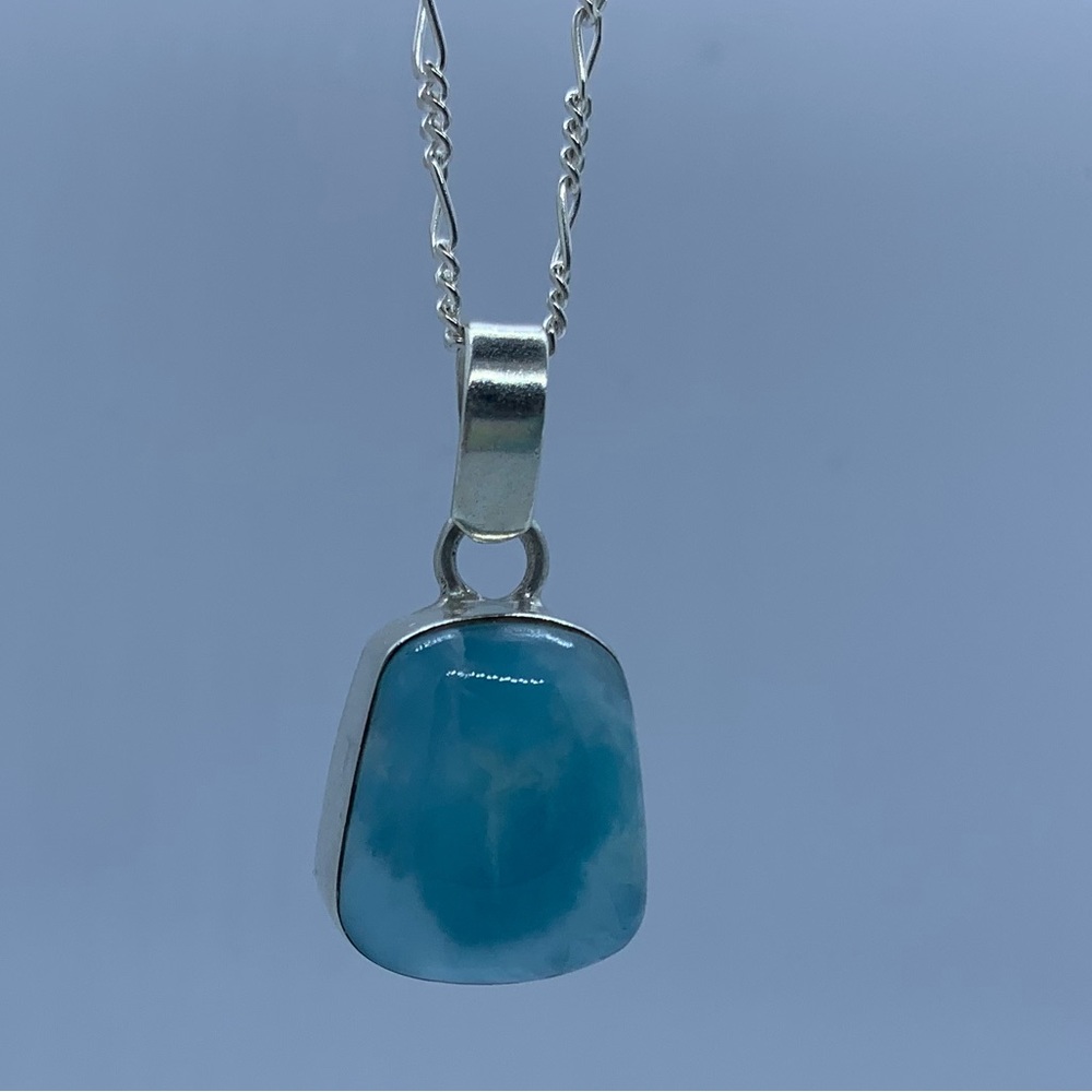 Sterling Silver Pendant and Chain with Blue Stone